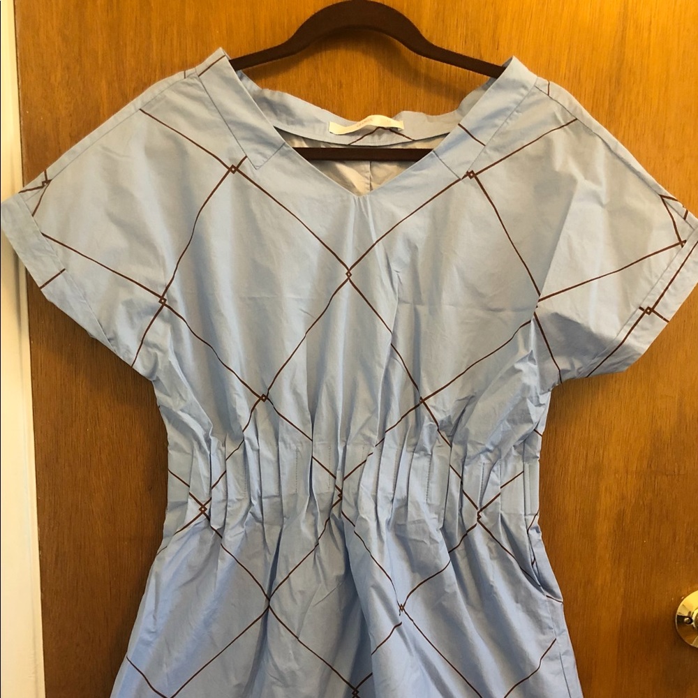Midi dress with elastic waist